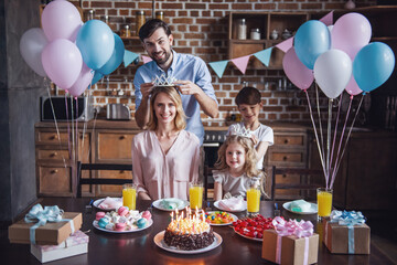 Wall Mural - Family celebrating birthday