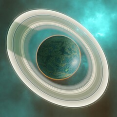 Wall Mural - alien planet with ring, 3D render planet with abstract space background