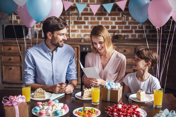 family celebrating birthday