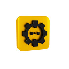 Wall Mural - Black Electrical outlet icon isolated on transparent background. Power socket. Rosette symbol. Yellow square button.