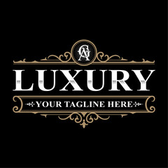 Vintage luxury logo design. Antique label. Suitable for wine shop signage beer brewing whiskey barber shop tattoo studio label salon.