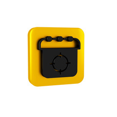 Sticker - Black Target sport icon isolated on transparent background. Clean target with numbers for shooting range or shooting. Yellow square button.