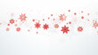 Minimalistyczne tło - czerwone płatki śniegu, śnieżynki na białym tle. Niepodległościowe kolory - barwy narodowe Polski 