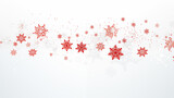 Fototapeta  - Minimalistyczne tło - czerwone płatki śniegu, śnieżynki na białym tle. Niepodległościowe kolory - barwy narodowe Polski 