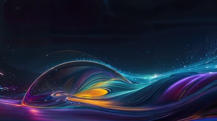 Poster - background with curved wave of dark colorful