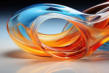 Leinwandbilder - 3d render of abstract orange, blue and orange background with reflection