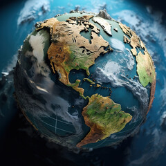 Wall Mural - earth globe textured map of planet earth land and sea are divided global.
