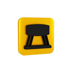 Poster - Black Pommel horse icon isolated on transparent background. Sports equipment for jumping and gymnastics. Yellow square button.