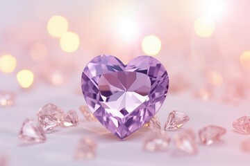 Wall Mural - A purple heart shaped diamond surrounded by diamonds.