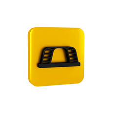 Sticker - Black Monkey bar icon isolated on transparent background. Yellow square button.