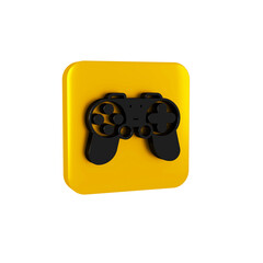 Sticker - Black Gamepad icon isolated on transparent background. Game controller. Yellow square button.