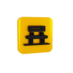 Wall Mural - Black Waiting hall icon isolated on transparent background. Yellow square button.