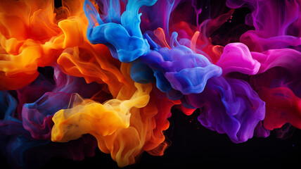 Poster - colorful smoke on black background