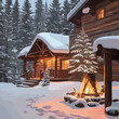 snowy winter warm cottage