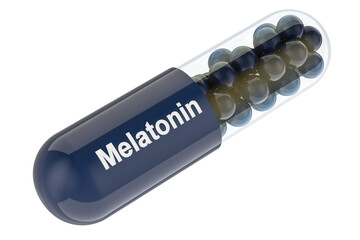 Poster - Capsule with Melatonin, 3D rendering isolated on transparent background