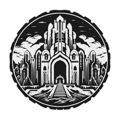 Wall Mural - Dungeons and Dragons Castle Icon - Fantasy, Adventure, Exciting, Mystical - Generative AI Art Image - SVG