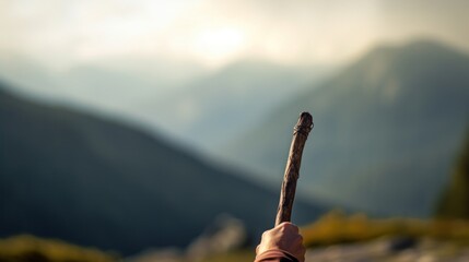 Poster - A person holding a stick in the air, AI