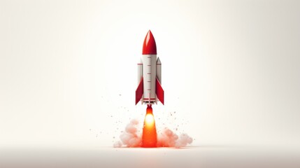 Poster - A red rocket is flying into the air, AI