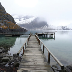 Sticker - A secluded Arctic shoreline gazing at the glacier 
