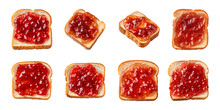 Collection Of Slices Of Toasted Bread With Jam Isolated On A Transparent Background