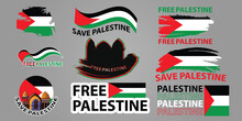 Vector Set Sticker Or Element Free Palestine