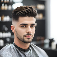 Wall Mural - Portrait of a man with slicked back haircut