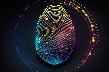 Wall Mural - Digital Biometric Fingerprint System for Security and Identification. Ai generated