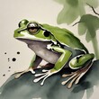 © MirofuruDesign - このデザインは、日本の伝統的な筆画技法で描かれた美しいカエルの絵