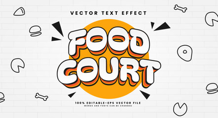 Wall Mural - Food court editable text style effect. Vector text effect for a restaurant or food theme.