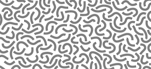 Poster - Monochrome doodle pattern. Funny pattern. Black curves on white background.