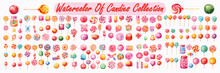 Watercolor Set Collection Of Candy Lollipop Vector Illustration On White Background