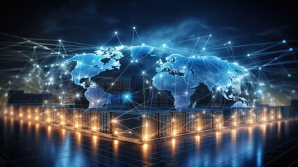 Wall Mural - logistics international delivery concept, world map with logistic network distribution on background