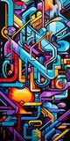 Fototapeta Młodzieżowe - a graffiti artwork with vibrant colors and abstract shapes, generative AI