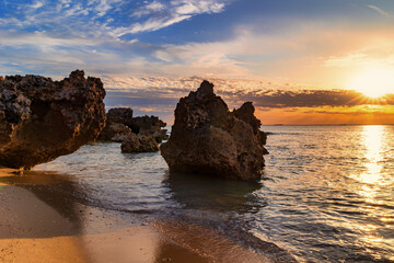 Wall Mural - Long exposure sunset at Bennion Beach, Perth, West Australia