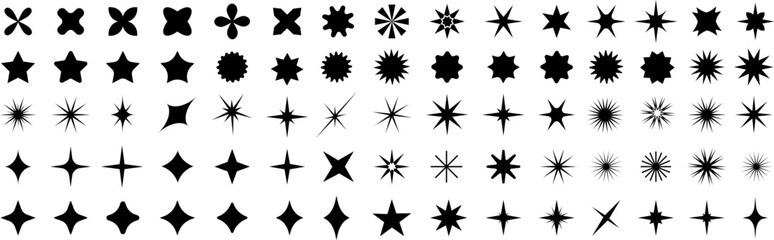 Set of sparkles star icons. Christmas black star icon. Modern simple stars collection. Bright firework .Light icon set. Flash,shine sparkle icon,glare,blink star.