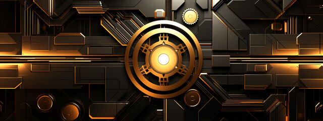 Luxurious Abstract Futuristic 3D Geometric Gear Wall Art