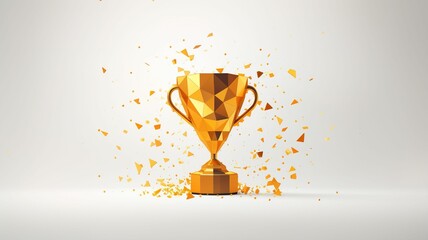 Wall Mural - ai generated illustration of a golden trophy with pieces and shards, against a white background