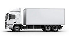 White Delivery Freight Truck Ready For Customized Logo On Side Of Trailer