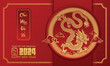 2024 Vietnamese new year, year of the dragon. Set of Vietnamese new year posters, greeting cards design with Vietnamese zodiac dragon. ( Translation : happy new year 2024)