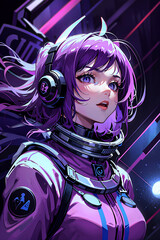 astronaut girl anime style future tech