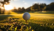 AI Generated Illustration Of A White Golf Ball On The Golf Tee In The Lush Green Field