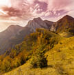 Beautiful autumn colors and scenery in a mountain region in Eastern Europe