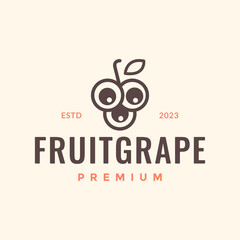 Wall Mural - fruit grape circle minimal simple style line hipster vintage logo design vector icon illustration