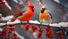 Northern Cardinal Pair In Spring