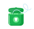 Dental floss, medical and dentistry healthcare. Thread of floss silk to clean between the teeth after eating. Vector illustration.