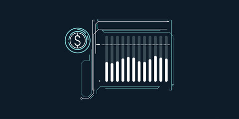 Wall Mural - Simple infographics of stable dollar exchange rate.
