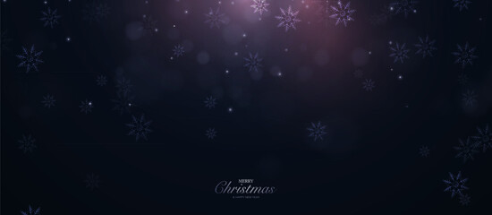 Poster - Abstract Christmas background with snow, stars, and drops on dark night background