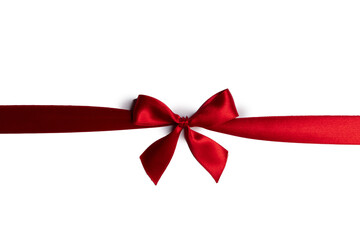 Wall Mural - Red gift bow on white