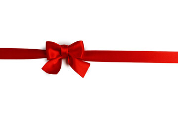 Wall Mural - Red gift bow on white