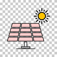 Solar panel icon, green power technology, ecology alternative energy vector illustration